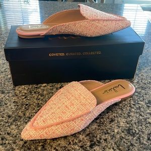 NWT Pink Tweed Slides